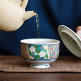 Authentic Japanese Arita-yaki  Retro Style Hand-Applied Gold Decal Sancai Gaiwan