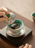 "Splendid Intertwining Lotus" Falangcai Sancai Gaiwan (Large Edition)