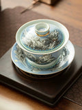 Enamelware "Winter Snow Scene" Anti-Scald Sancai Gaiwan