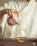 Aged Rock Clay "Peony Tide" Sancai Gaiwan