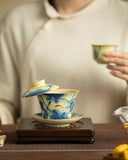 Ru Ware "Fish Playing in the Lotus Pond" Floating Sancai Gaiwan