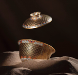 [Heirloom Collections] Imperial Splendor: "Dunhuang Scales" Gaiwan – Tang Dynasty Inspired Falangcai with Gold & Silver from Jingdezhen