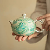 Silver Daisy "Mutton-Fat Jade" Tea Set | Premium Porcelain Trio