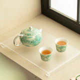 Silver Daisy "Mutton-Fat Jade" Tea Set | Premium Porcelain Trio