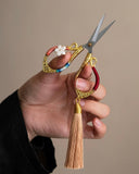 Artisan "Flowing Petal" Tassel Shears | Precision Tea Art Scissors with Brocade Sleeve