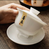 Personalized Dehua White Porcelain Gaiwan Tea Set