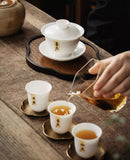 Personalized Dehua White Porcelain Gaiwan Tea Set