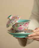 Enamel "Myriad Flowers" Gaiwan Tea Set