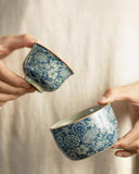 Antique Style "Ten Thousand Flowers" Han-Wa Tea Set | Aged Clay & Blue-and-White Porcelain
