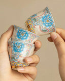 Cloisonné Silver-Inlaid Tea Set | 160ml Enamel Pot & 2 Tasting Cups